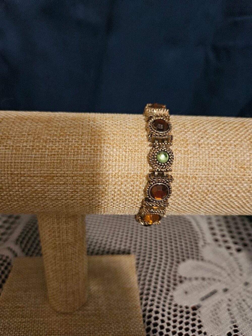 Vintage 6.5 Inch Stretch Bracelet with Multi-Colored Stones